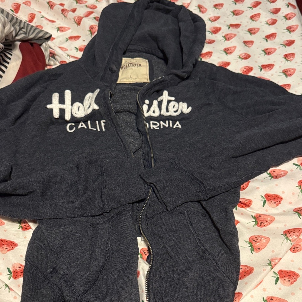 Hollister Dark grey Full-Zip Hooded Sweatshirt